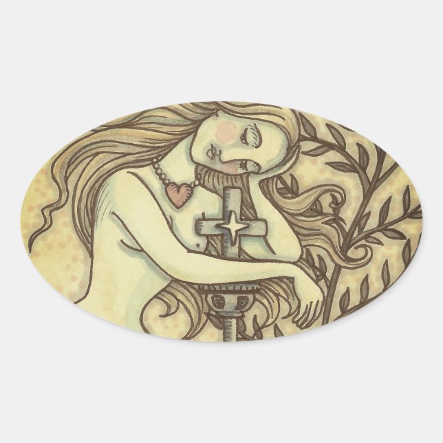 MELANCHOLY MERMAID FANTASY STICKERS Oval SHEET (Front)