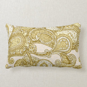 Melange Paisley in gold Lumbar Pillow