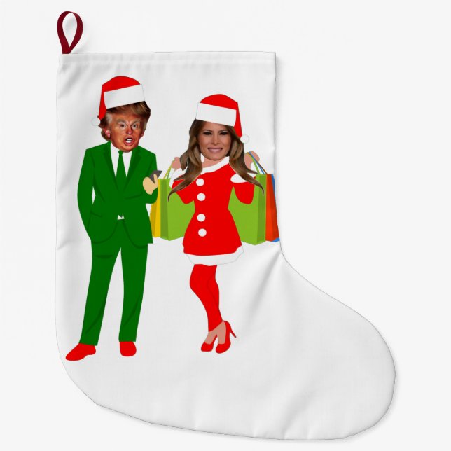 melania santa trump large christmas stocking (Front)