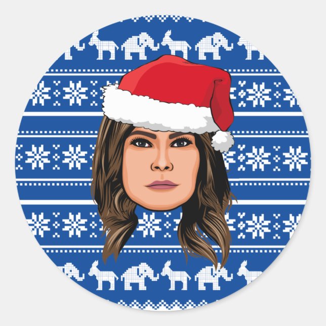 MELANIA TRUMP Christmas Classic Round Sticker (Front)