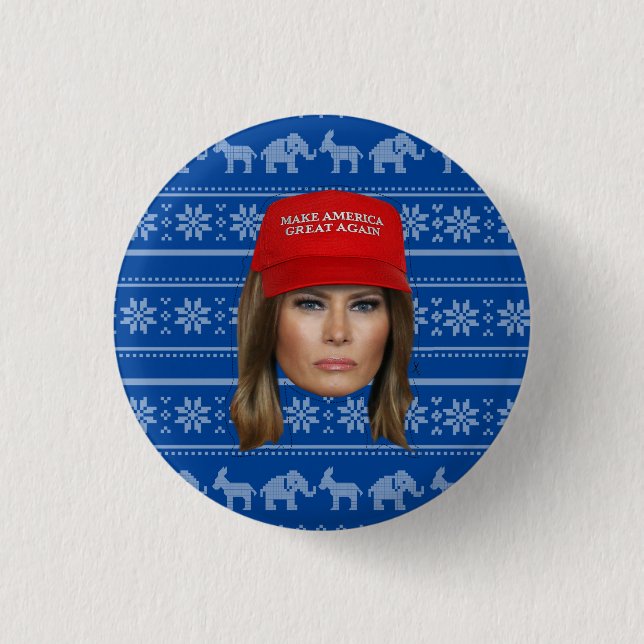 Melania Trump MAGA Christmas 1 Inch Round Button (Front)