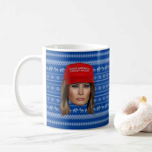 Melania Trump MAGA Christmas Coffee Mug (With Donut)