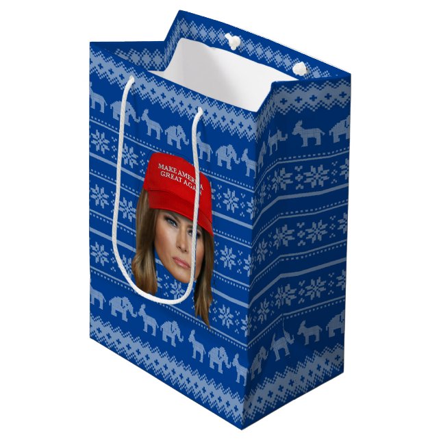 Melania Trump MAGA Christmas Medium Gift Bag (Front Angled)