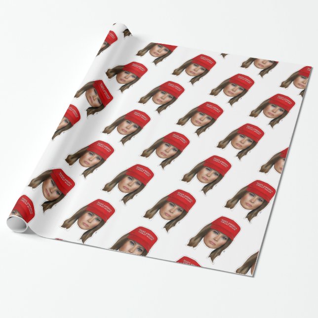 Melania Trump MAGA Christmas Wrapping Paper (Unrolled)