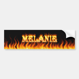Melanie real fire and flames bumper sticker design