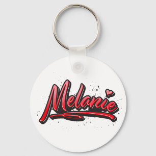 Melanie red Heart Graffiti Key Fans Keychain