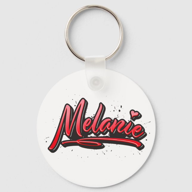 Melanie red Heart Graffiti Schlüsselanhänger Keychain (Front)