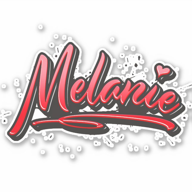 Melanie red Heart Graffiti Sticker (Front)