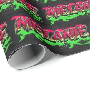 Melanie Vorname Name Graffiti red green Wrapping Paper