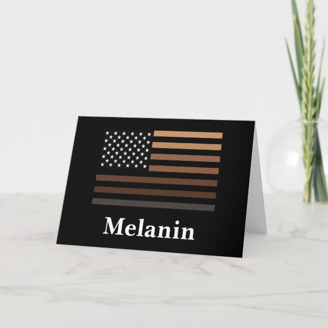 Melanin African American USA Flag Black History Card (Front)