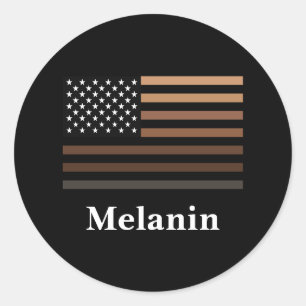 Melanin African American USA Flag Black History Classic Round Sticker