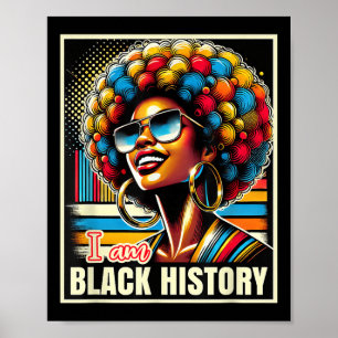 Melanin Afro Black Queen I Am Black History Retro  Poster