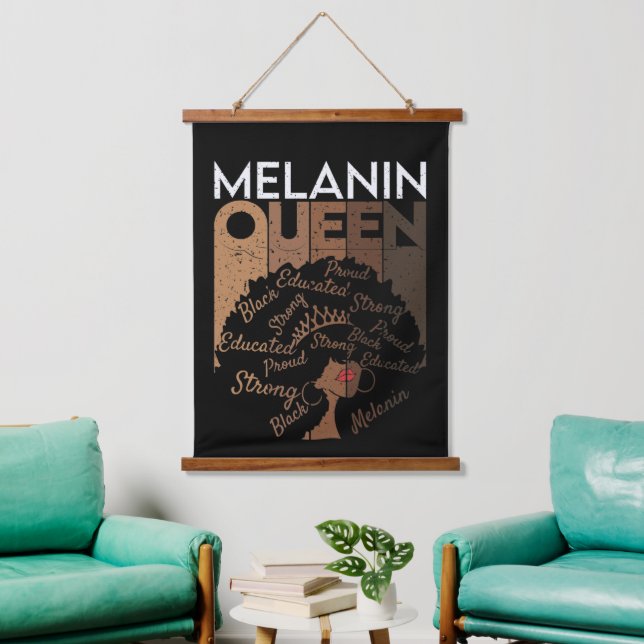 Melanin Afro Queen Word Art   Hanging Tapestry (Living Room)