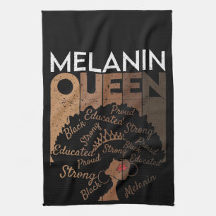 Melanin Afro Queen Word Art  Kitchen Towel