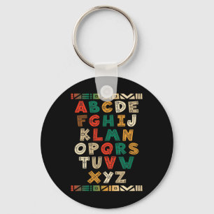 Melanin Alphabet Black History Month African Teach Keychain