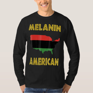 Melanin American African Flag Usa Map Black T-Shirt