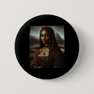 Melanin Black History Month Afro Queen Mona Lisa F 2 Inch Round Button