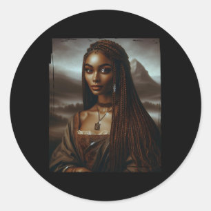 Melanin Black History Month Afro Queen Mona Lisa F Classic Round Sticker