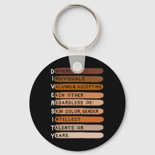 Melanin Black History Month Diversity Typography  Keychain