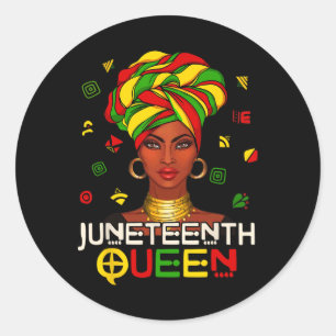 Melanin Black Queen Women Head Wrap Freedom Day Classic Round Sticker