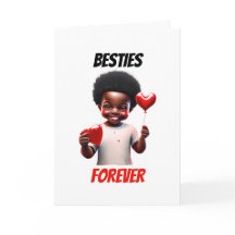 Melanin boy besties forever red heart kids cute