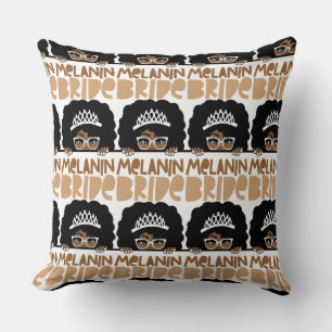 Melanin Bride  Throw Pillow