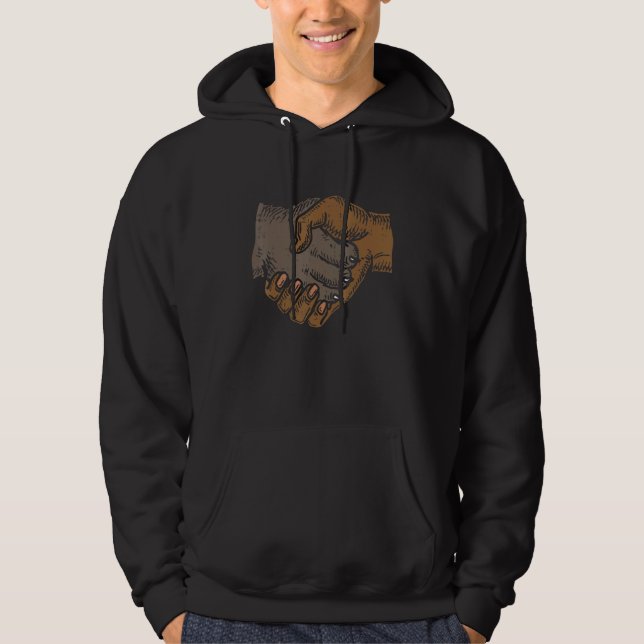 Melanin Cat Hand-Shake Black History Month BLM Kit Hoodie (Front)