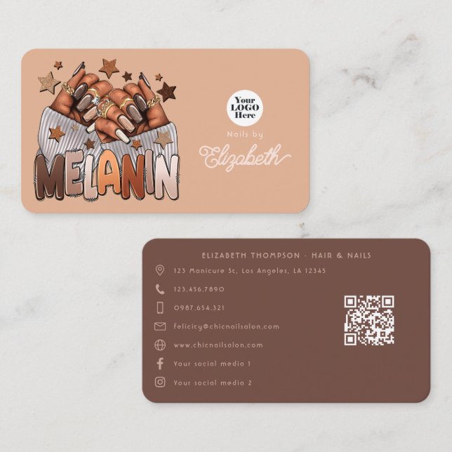 Melanin Chic African American Nail Salon Business Card (Front/Back)