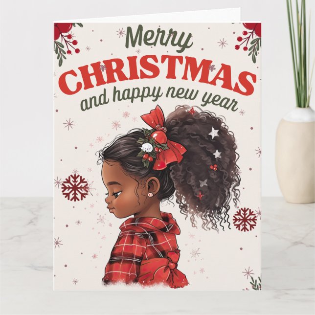 Melanin Christmas Black Girl Magic Xmas Magic Fun Card (Front)