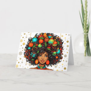 Melanin Christmas Black Queen Melanin Woman Xmas  Thank You Card