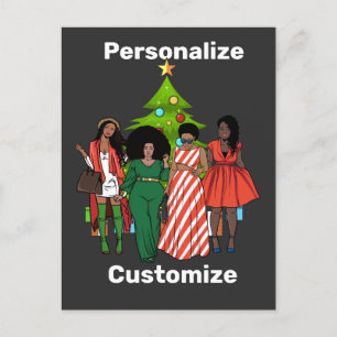 Melanin Christmas Black Sista Personalize Custom Holiday Postcard