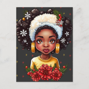 Melanin Christmas Magic  Black Girl Woman  Sista Postcard