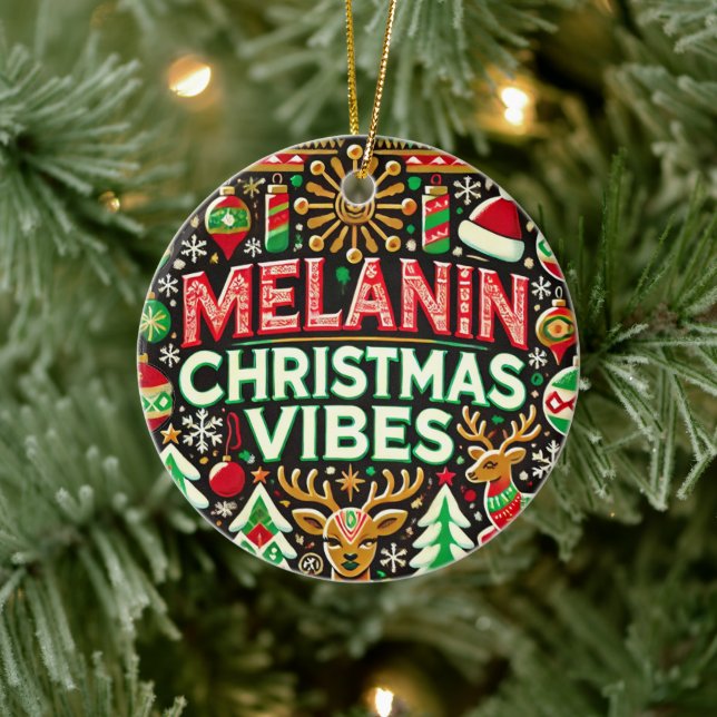 Melanin Christmas Vibe Tree Ornament (Tree)
