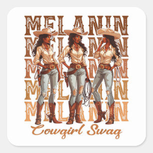Melanin Cowgirl Swag  Square Sticker