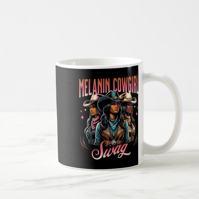 Melanin Cowgirl Swag Western Style Black History M Coffee Mug (Right)
