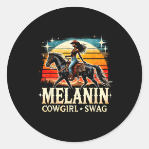 Melanin Cowgirl Swag Women African Black History M Classic Round Sticker