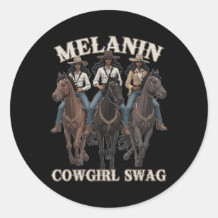 Melanin Cowgirls African Melanin Black Cowgirl Swa Classic Round Sticker