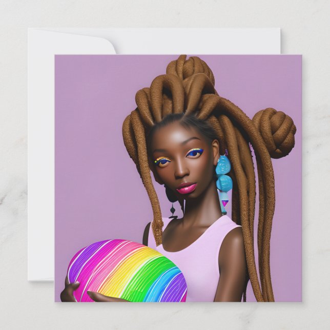 Melanin Easter Rainbow Spring Sista Girl Birthday Invitation (Front)