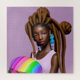Melanin Easter Rainbow Spring Sista Girl Birthday Jigsaw Puzzle