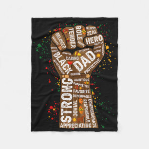 Melanin Fist Hand Word Art Black King Afro Man Fat Fleece Blanket