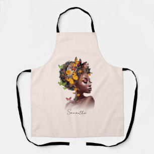 Melanin Magic: Afro Hair and Colourful Butterfly Apron