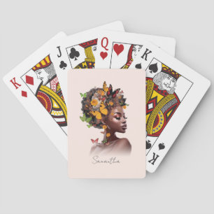 Melanin Magic: Afro Hair and Colourful Butterfly Playing Cards