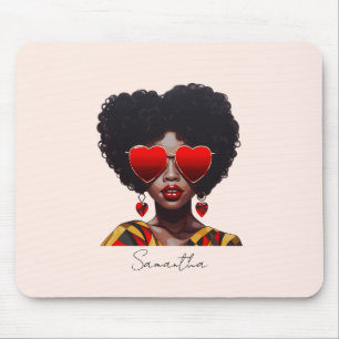Melanin Magic: Black Queen Rocking Heart Shades Mouse Pad