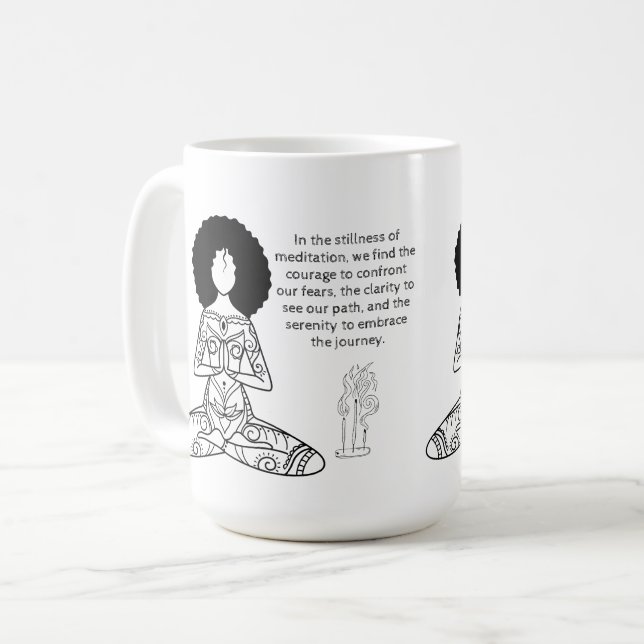 Melanin Meditation Motivational Quote Coffee Mug (Front Left)