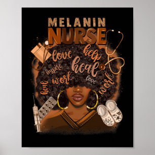 Melanin Nurse African American Afro Black Women Nu Poster
