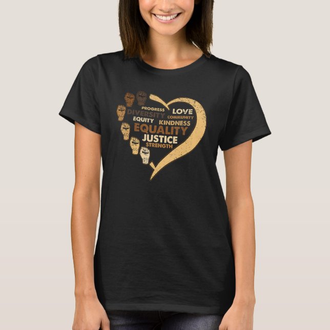 Melanin Power Fist Heart Black History Month BLM A T-Shirt (Front)