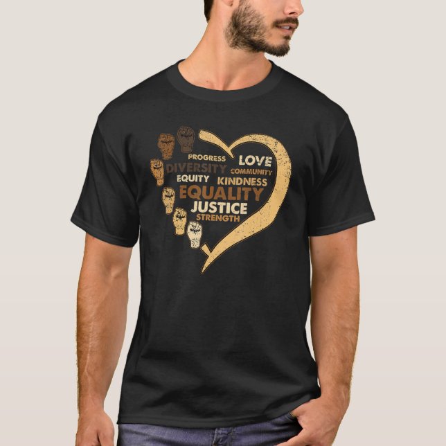 Melanin Power Fist Heart Black History Month BLM A T-Shirt (Front)