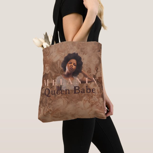 Melanin Pride Strong Black Girl Queen Tote Bag (Close Up)