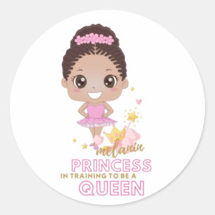 Melanin Princess Training To Be Queen Ballerina Classic Round Sticker