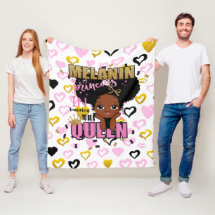 Melanin Princess Training To Be Queen Lilibet Gift Fleece Blanket
